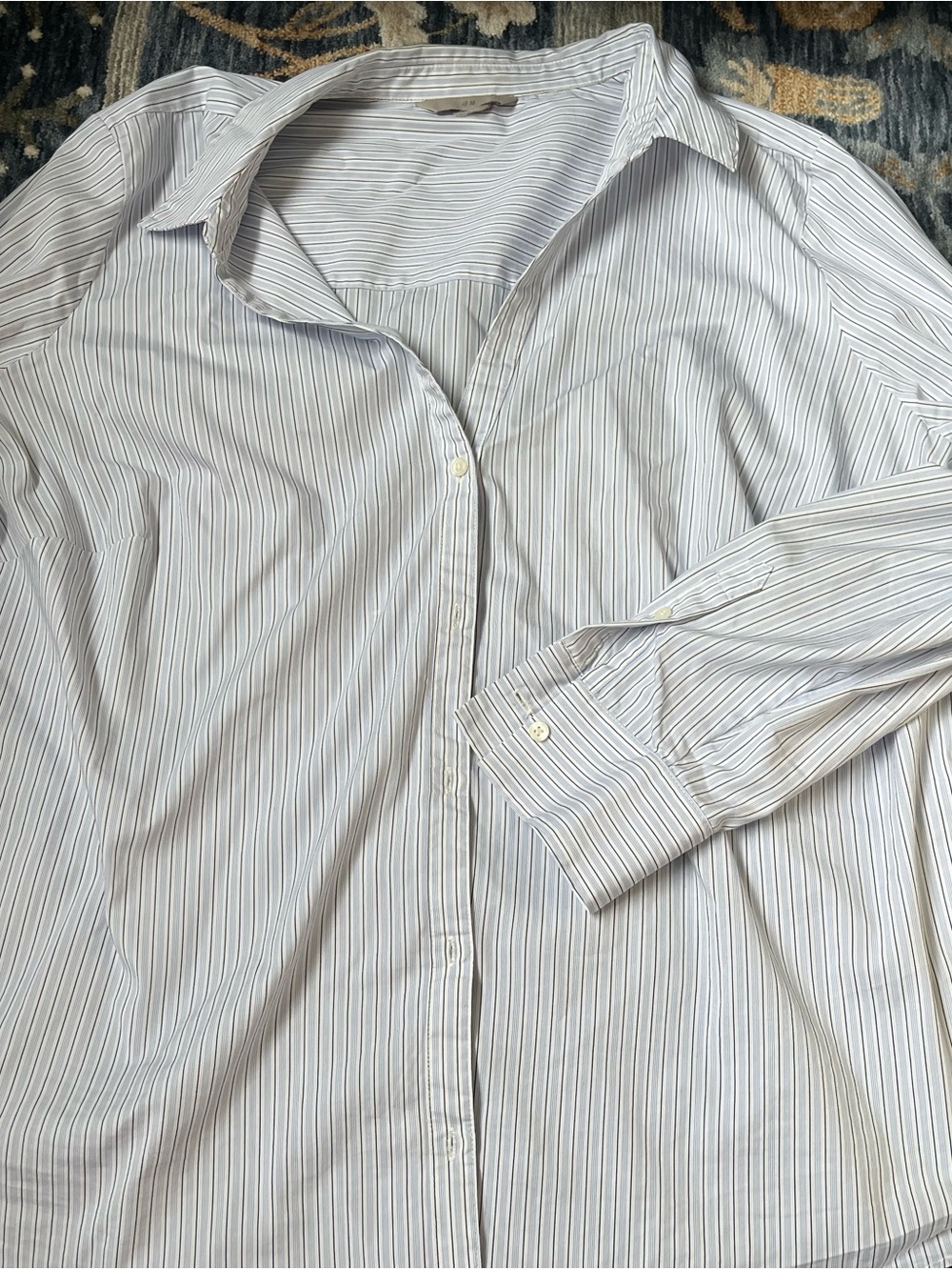 H & M blouse with thin blue stripe